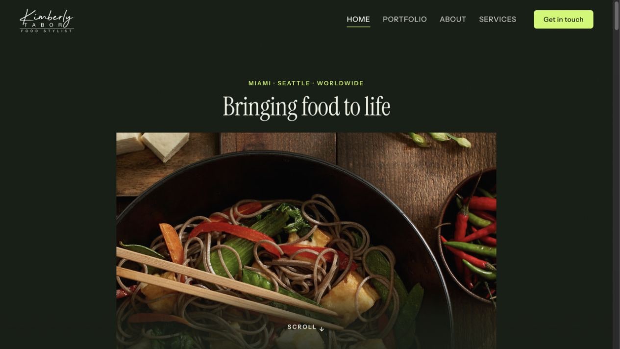 Kimberly Tabor’s website featuring food photography